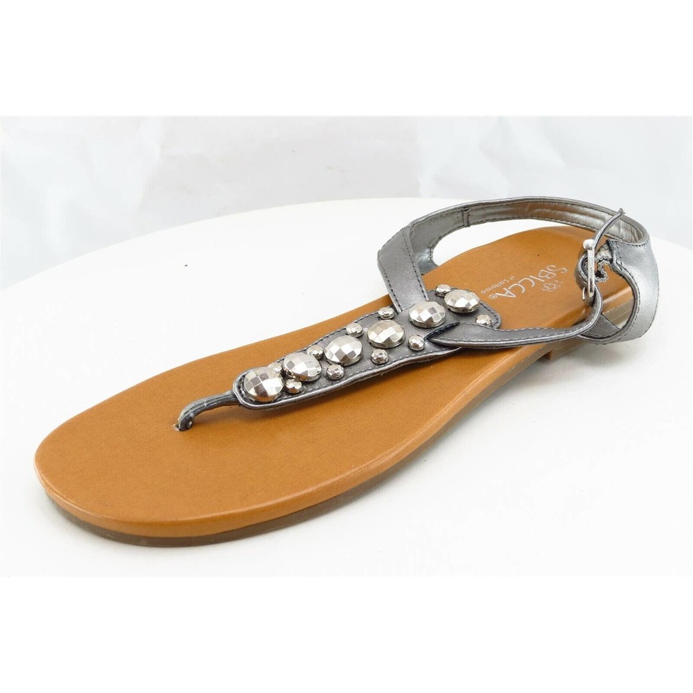 Sbicca Sz 7.5 M Silver Thong Synthetic Women Sandals